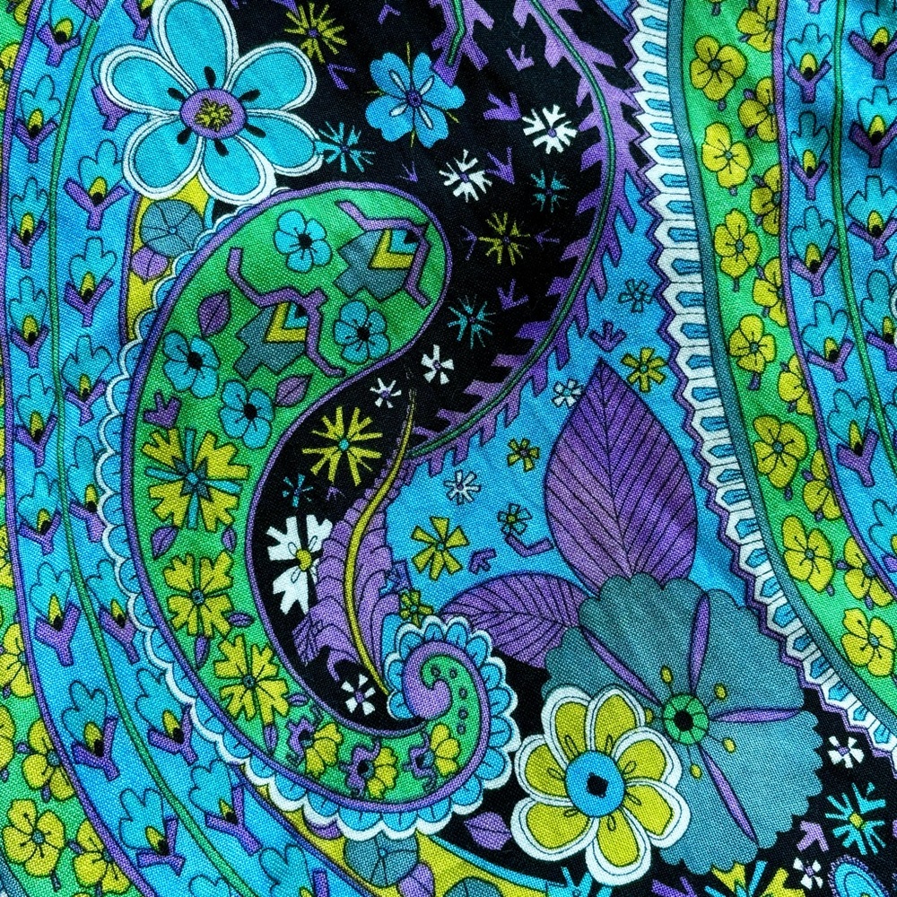 Vintage 70s Psychedelic Floral Midi Dress - Picture 4 of 4